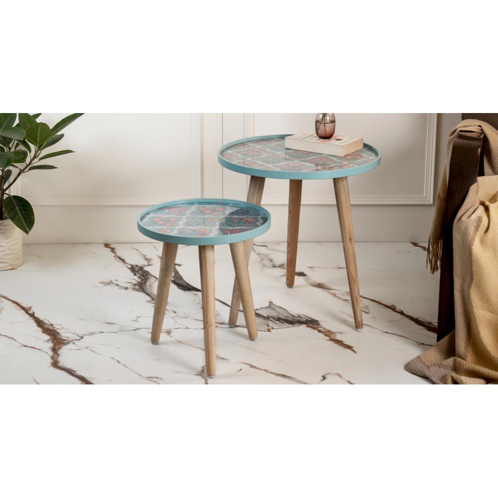 Phool Round Nesting Tables with Wooden Legs, Side Tables, Wooden Tables, Living Room Decor by A Tiny Mistake