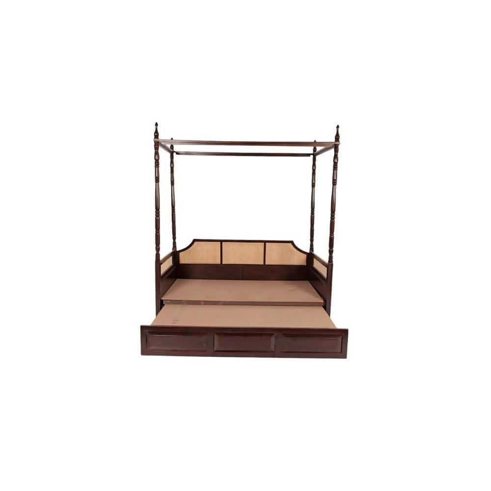 Aminos Solid Wood Non Storage Bed In Walnut Finish
