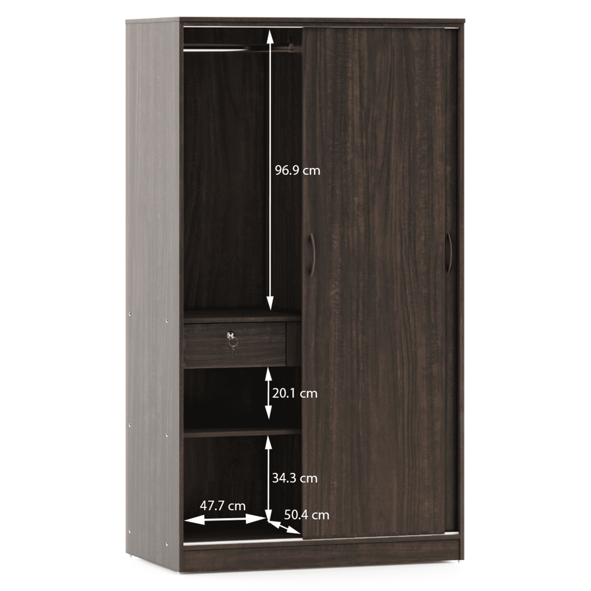 Jaden Engineered Wood 2 Door Sliding Wardrobe Without Mirror