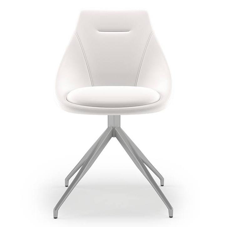 Caribu 4 To 6 Extendable Dining Table With Set Of 4 Doris Swivel Accent Chairs (Colour- White Leatherette, Finish- White Marble High Gloss)