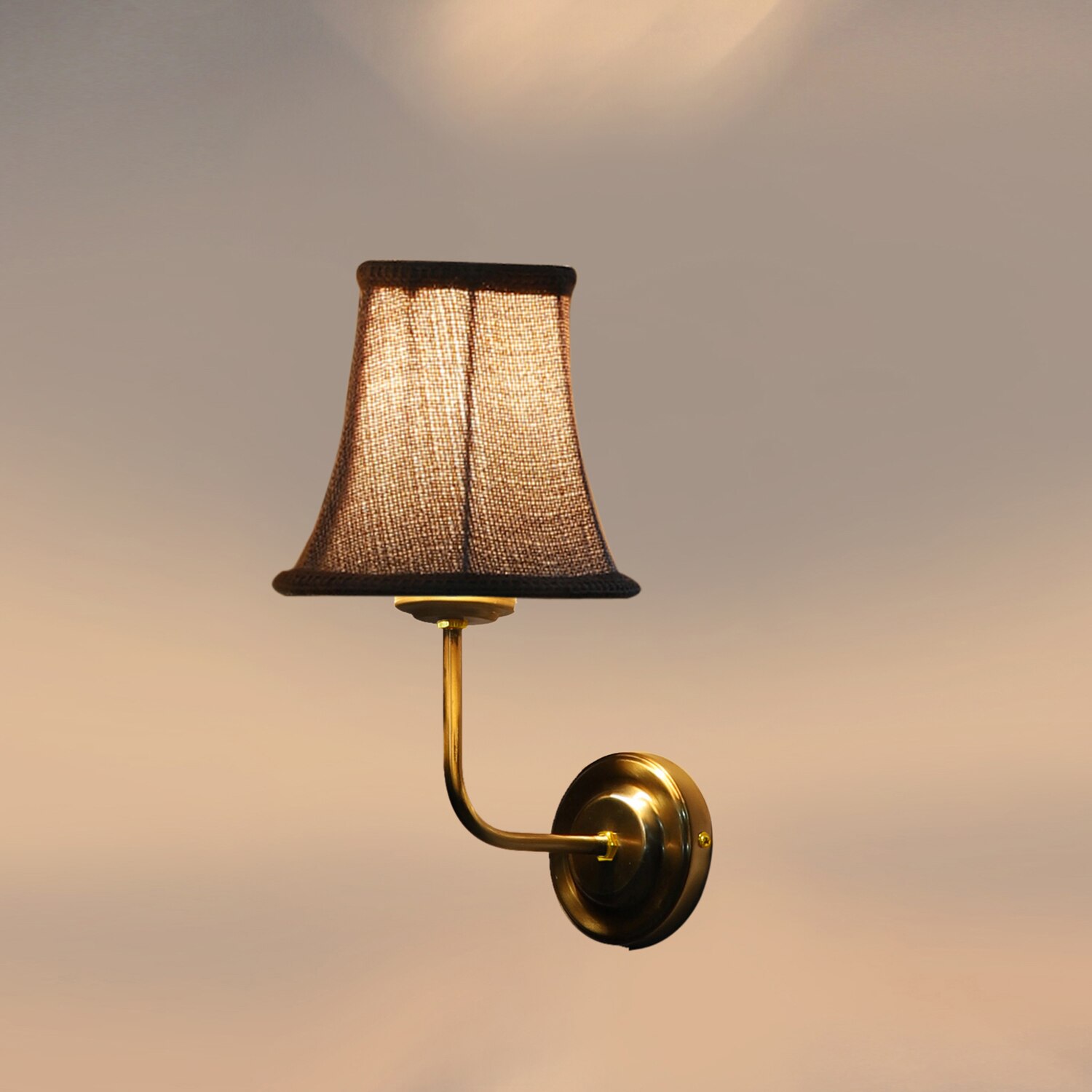 Devansh Gold Wall Mounted Lamp With Beige Jute Shade