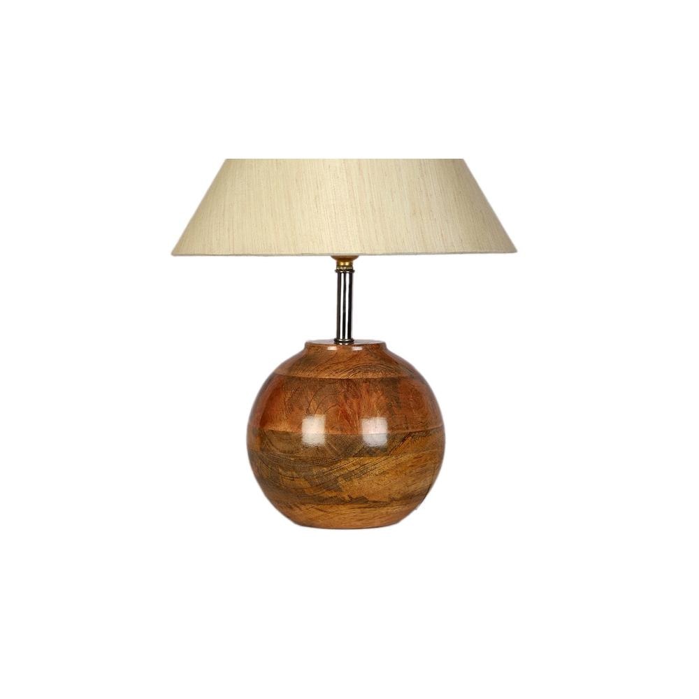 off-white cotton with Natural Wood Table Lamp