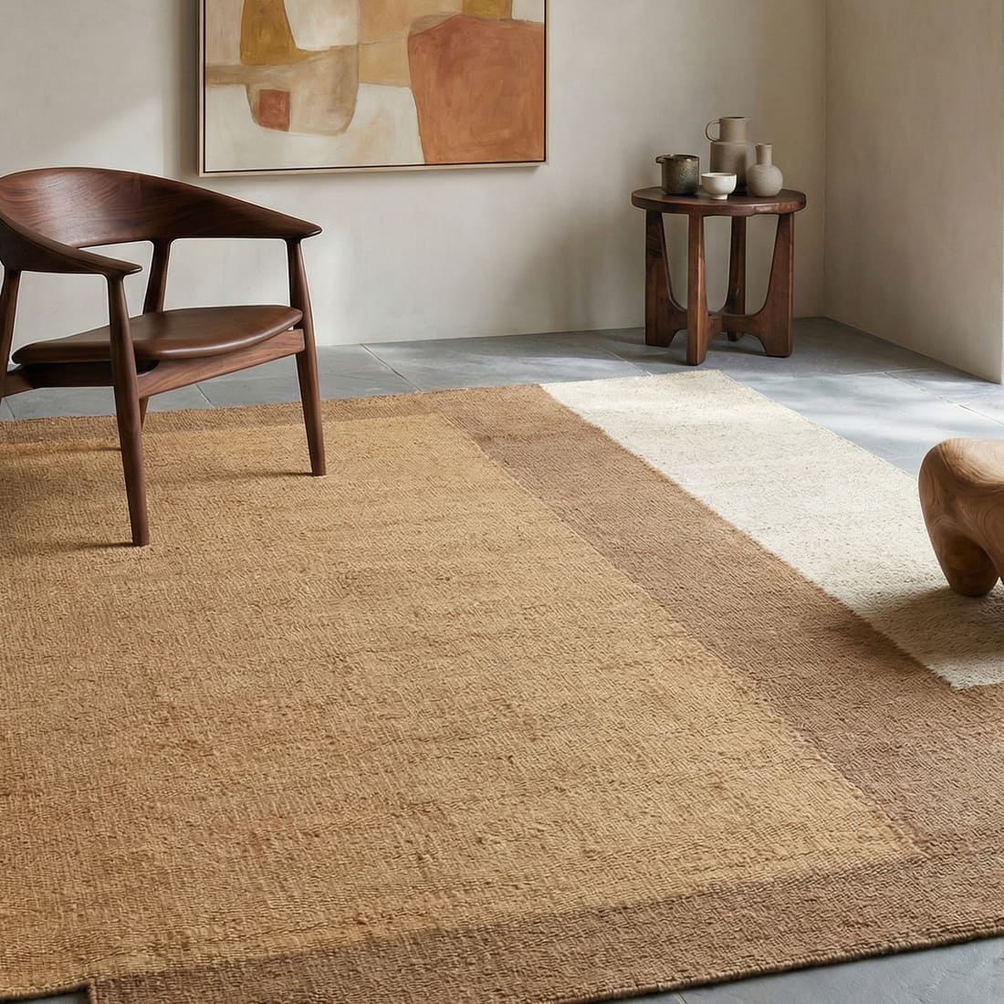Jaipur Rugs Geometric Jute 6x9 Feet Peach And Mocha Dhurrie Carpet For Living Room And Home