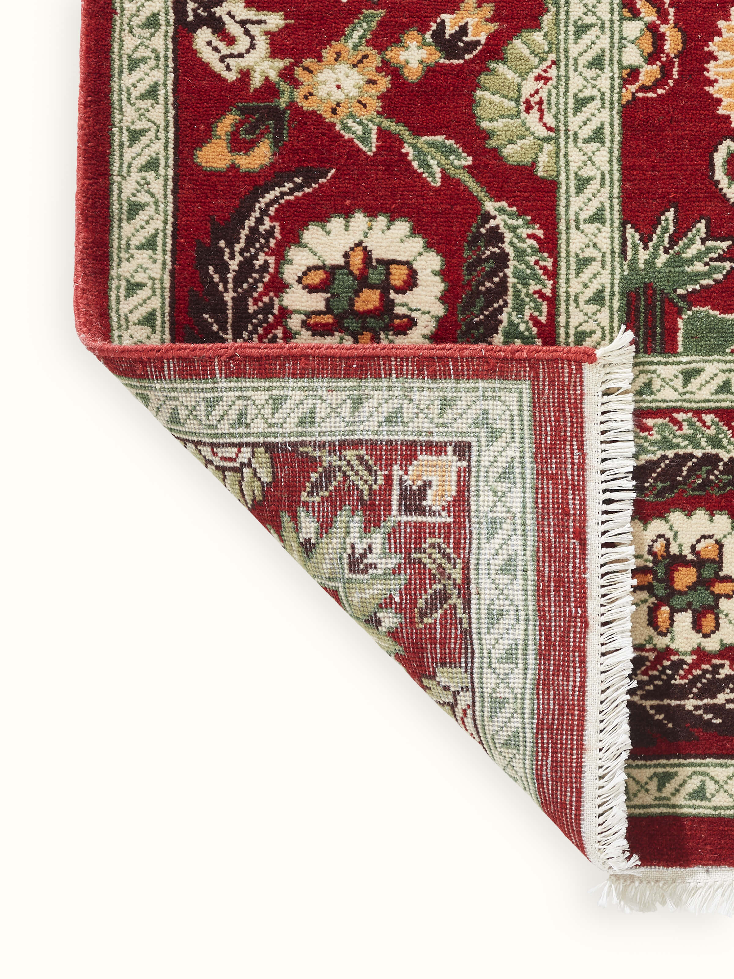 Traditional Persian Red Agra Wool Hand-Knotted Carpet