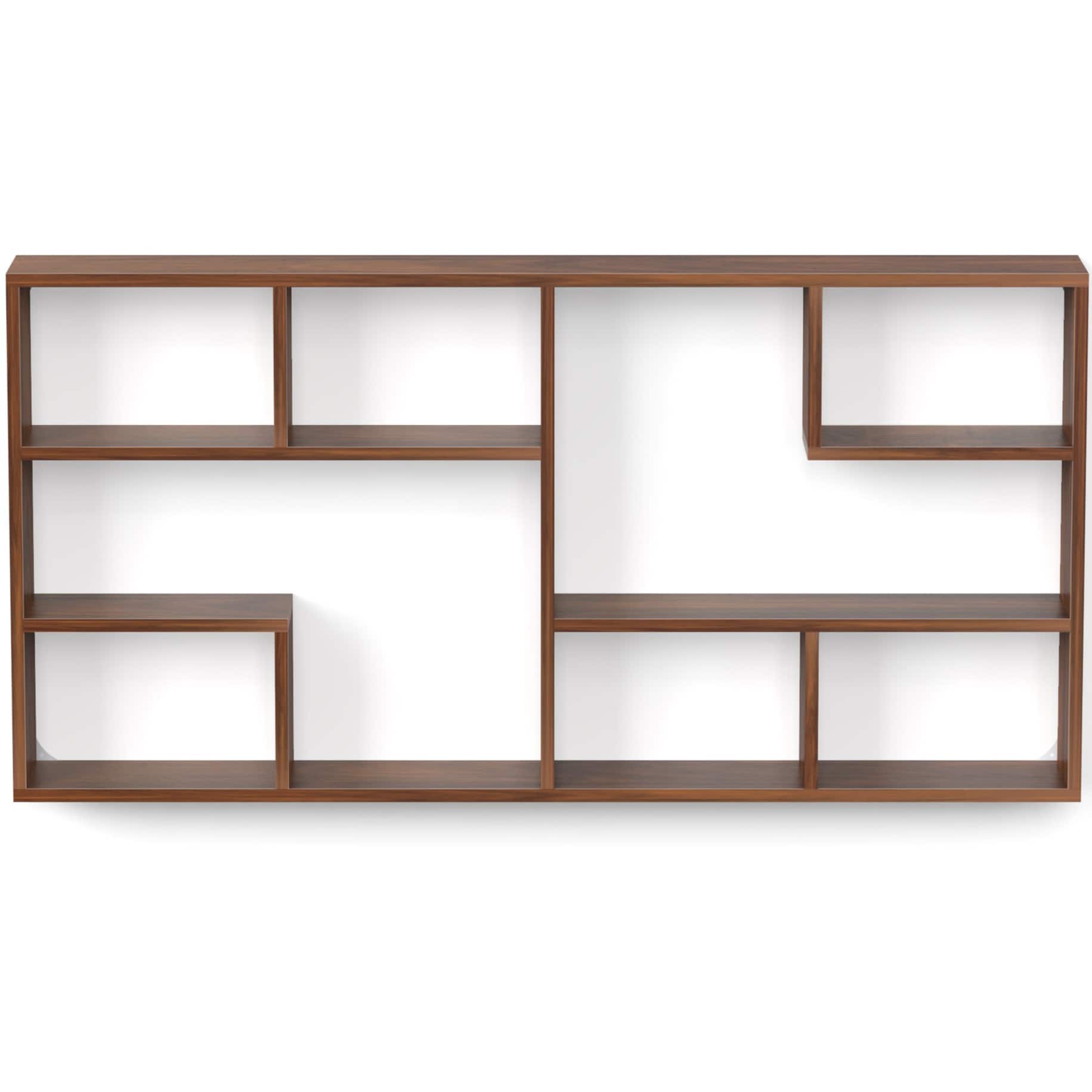 BLUEWUD Petree Engineered Wood Wall Decor Floating Shelf Display Rack Decorative Hall Décor for Living Room Home Furniture (Brown Maple)