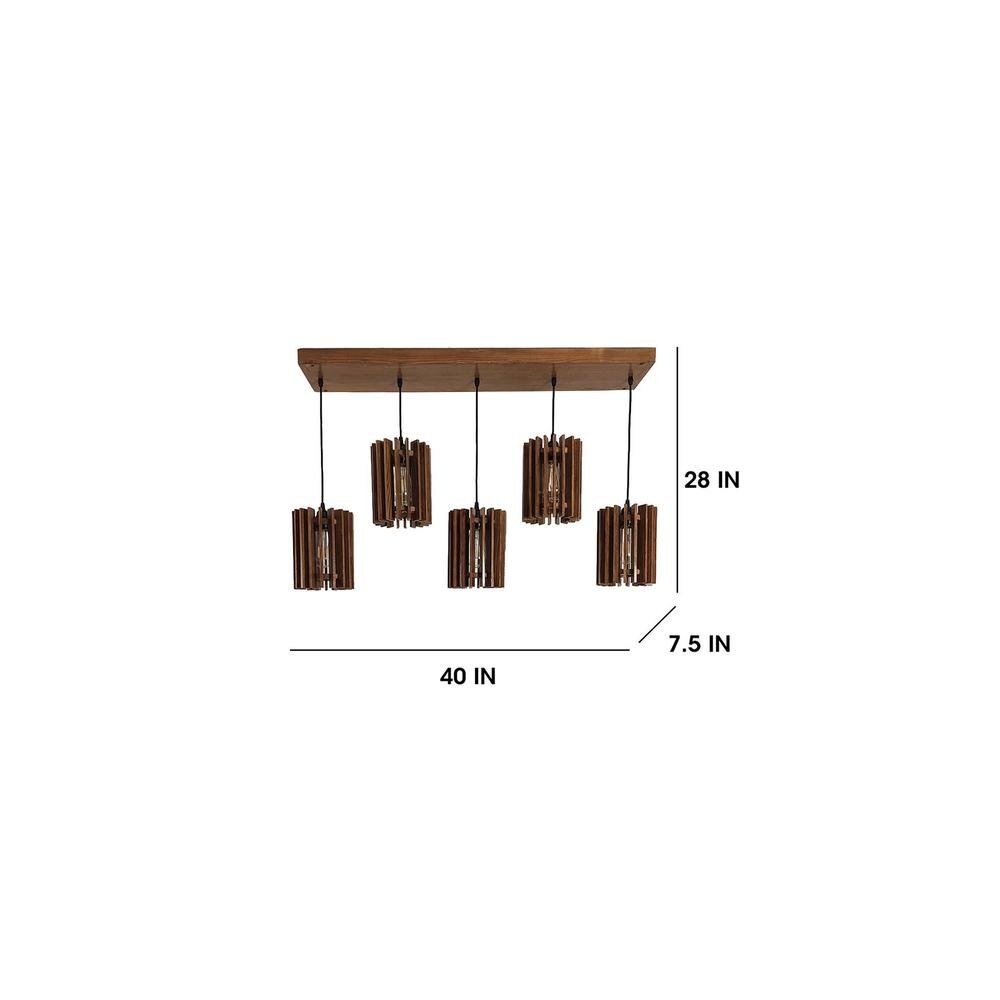 Ventus 5 Series Brown Solid Wood Cluster Hanging Light