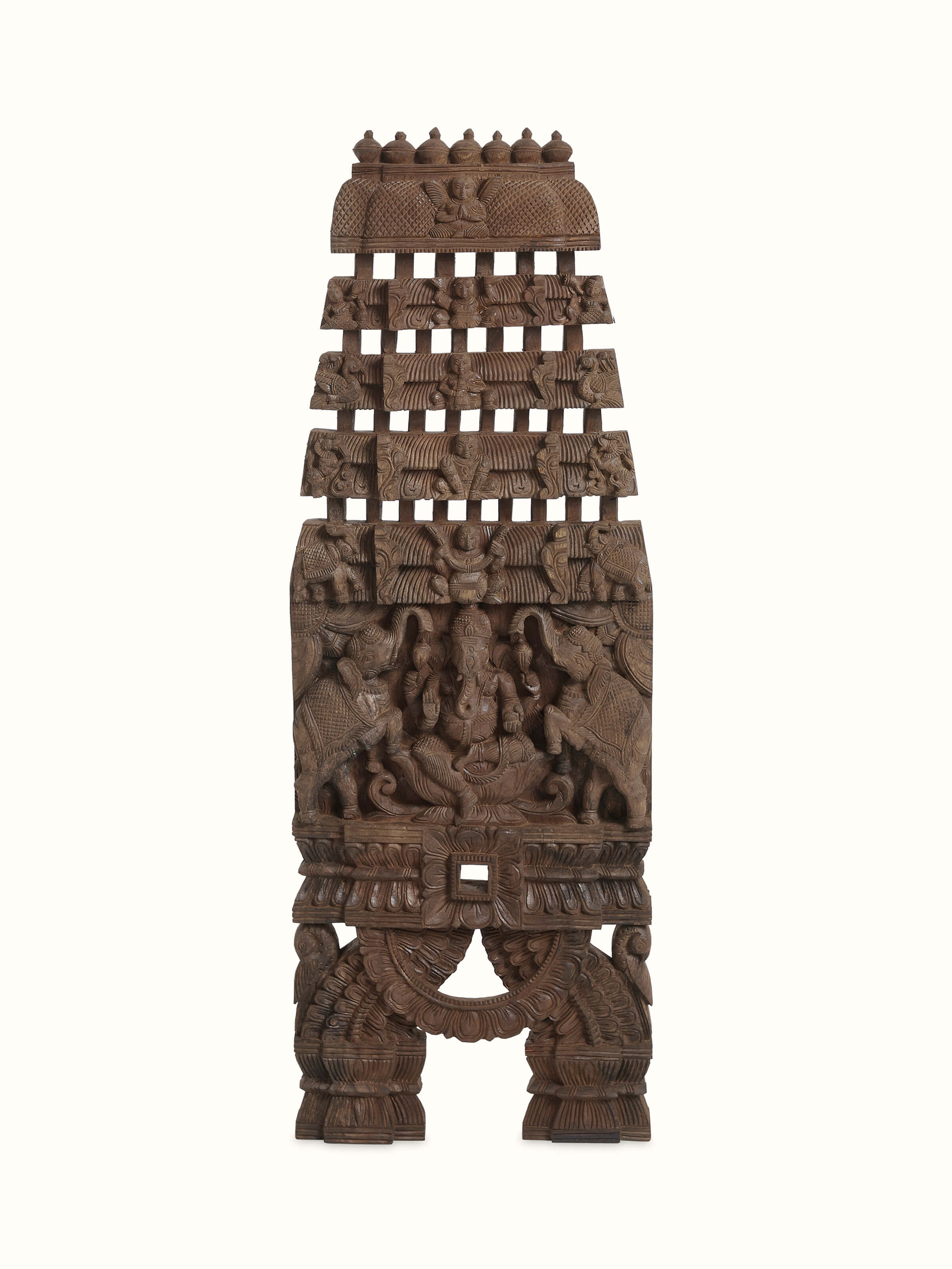 Wood Carved Ganesha Wall Panel