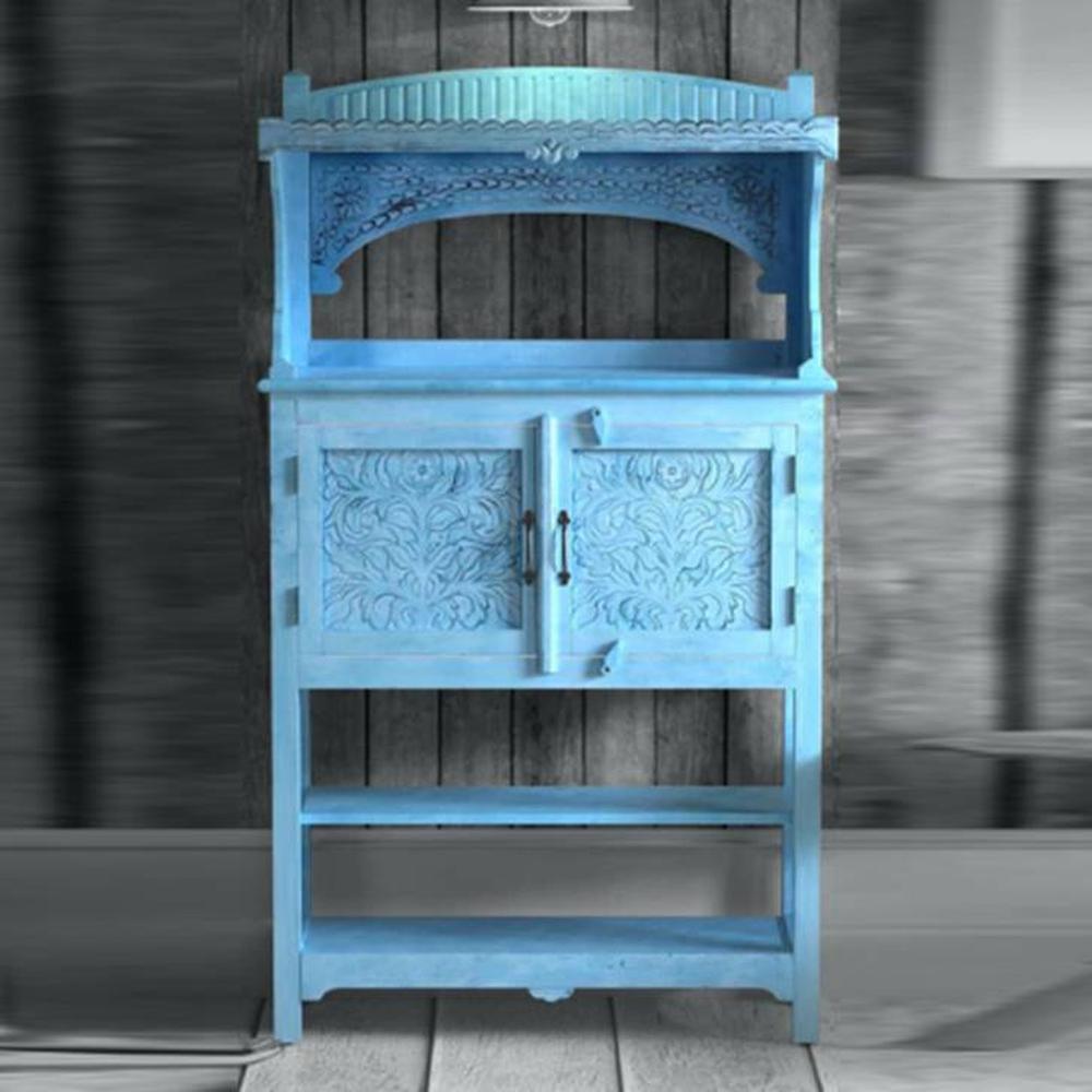 Deshad Solid Wood Bookshelf In Blue Finish