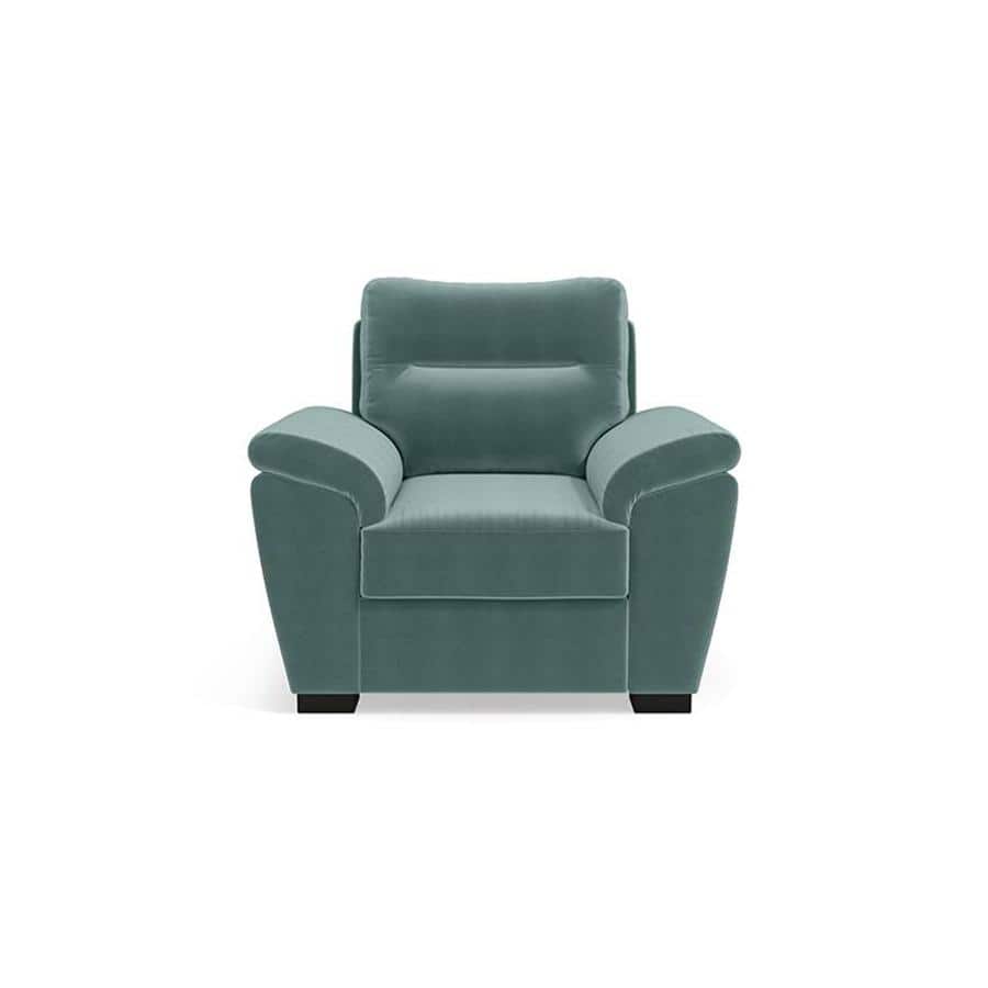 Adelaide Luxe 1 Seater Fabric Sofa in Dusty Turquoise Velvet Colour