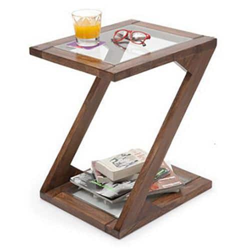 Zeta Solid Wood Side Table in Teak Finish