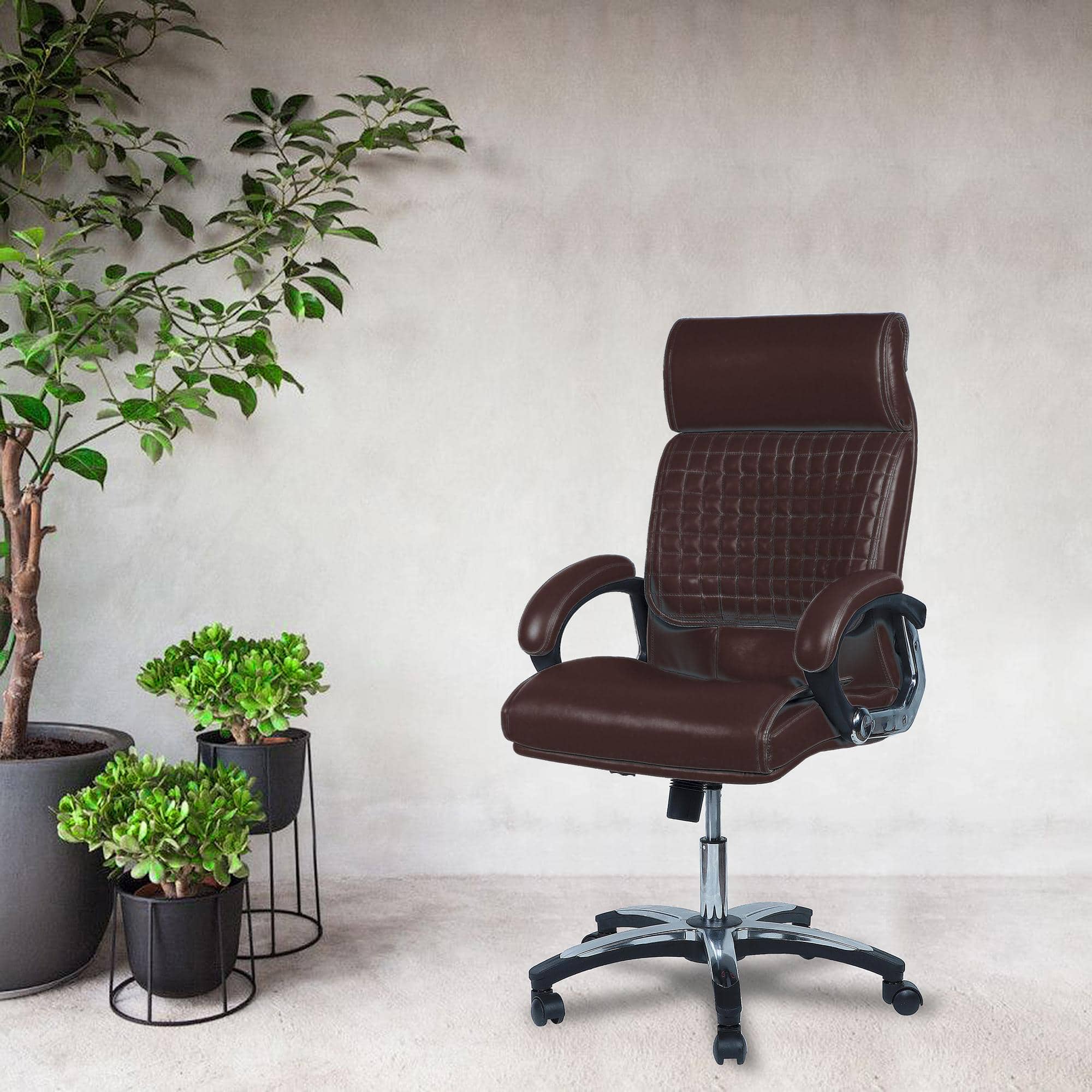 Mearisha High Back Executive Chair in Brown Colour