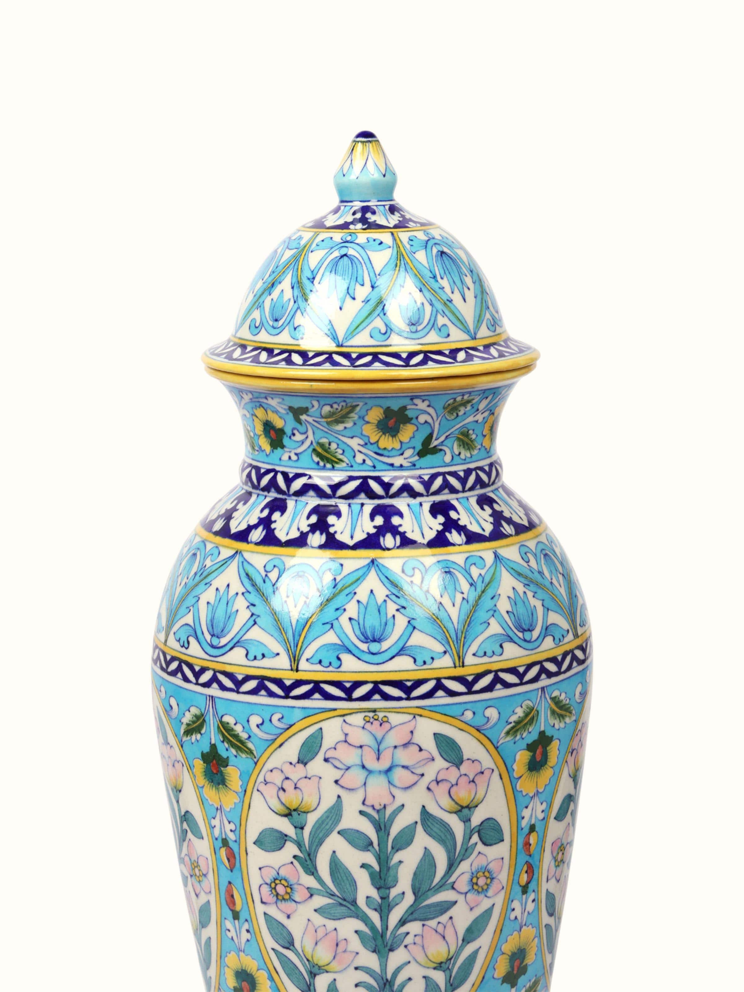 Blue Pottery Ceramic Floor Vase