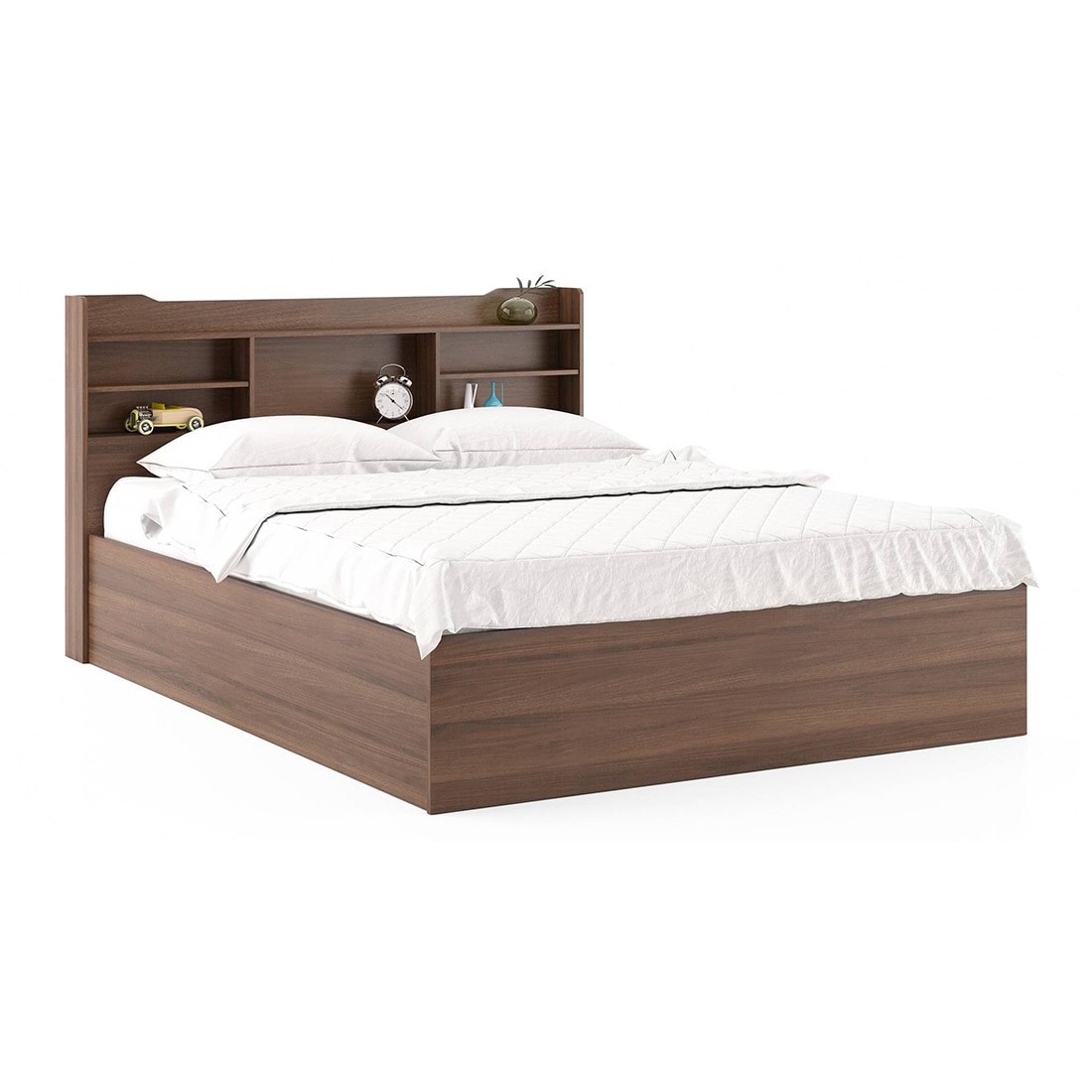 Sandon Storage Bed Size - Queen Finish - Classic Walnut - Urban Ladder