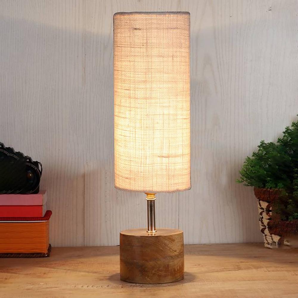 Alaina White jute & solid wood table lamp - Devansh