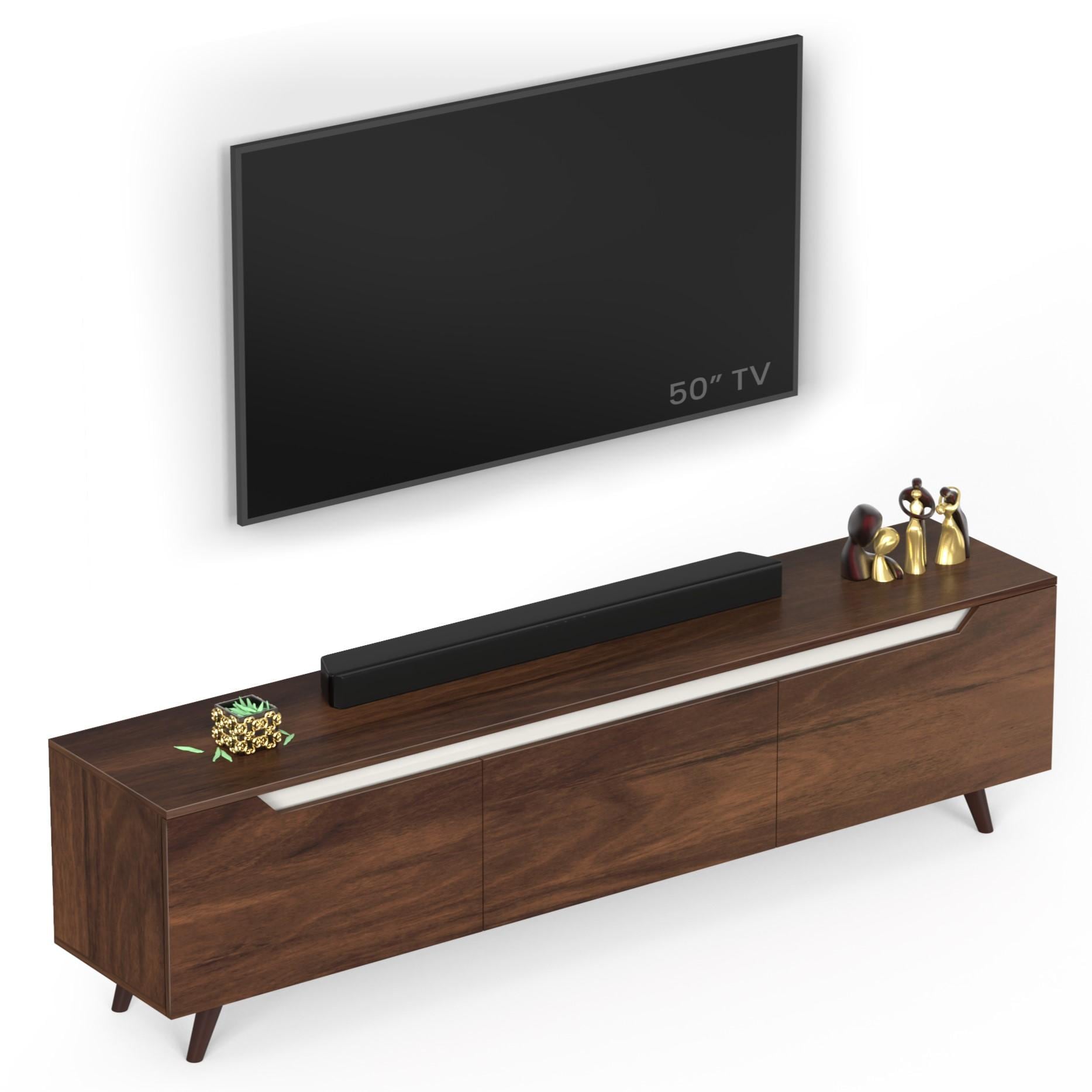 Blesky Engineering Wood Floor Standing Tv Entertainment Unit In Brown Maple Finish