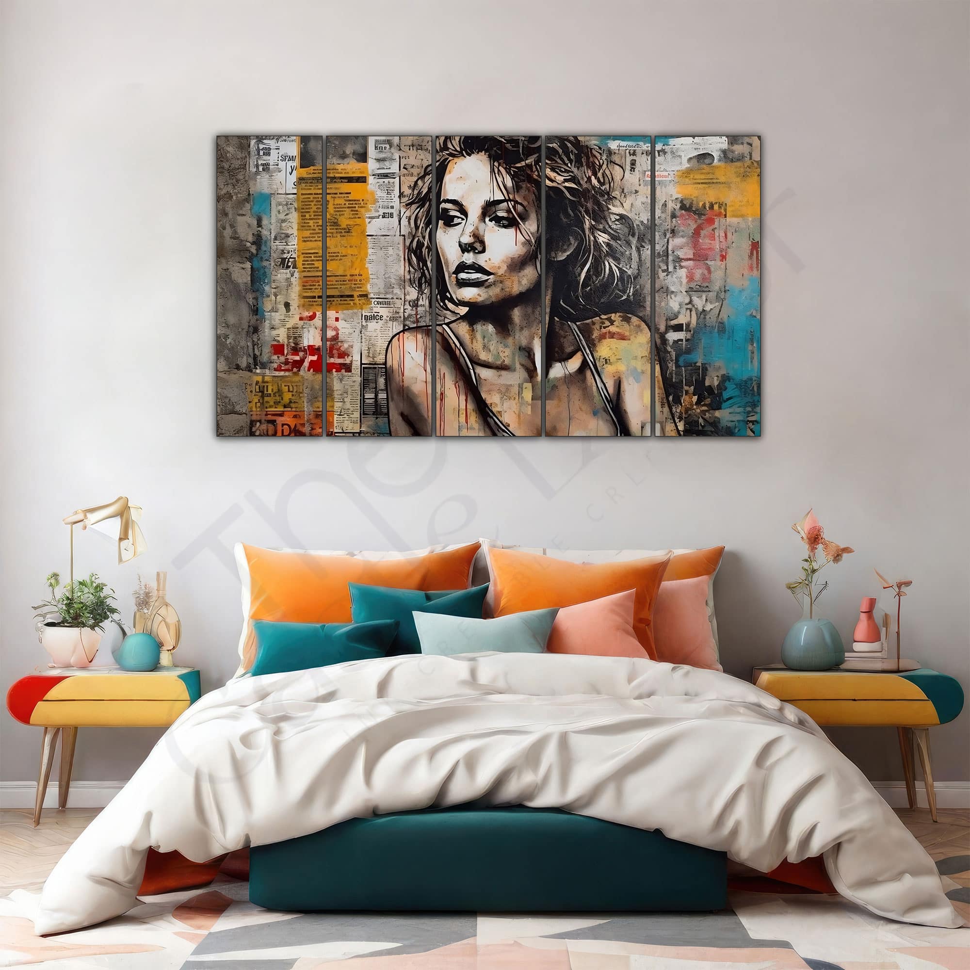 The Castle Decor Women Abstract Wall Painting Wooden Framed Digital Painting 27x48 Inch (Style 7) - The Castle Decor