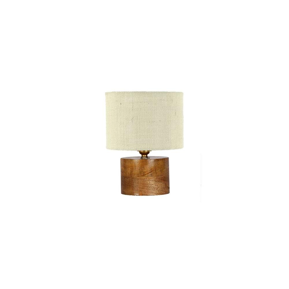 Daenerys White Jute table lamp with Natural Wood Base