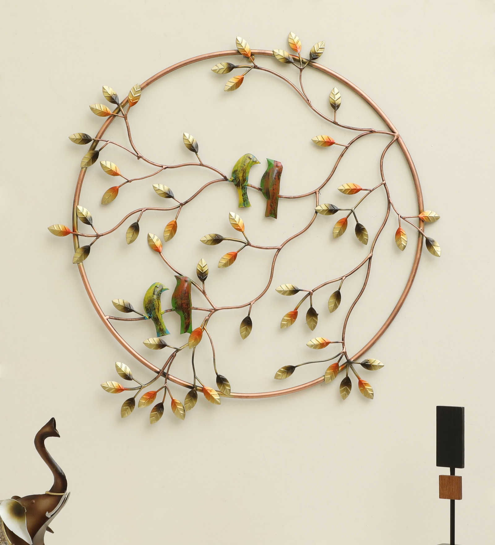 W-Bird Abstract Metal Wall Decor in Multicolor Set of 1 - Vedas Exports