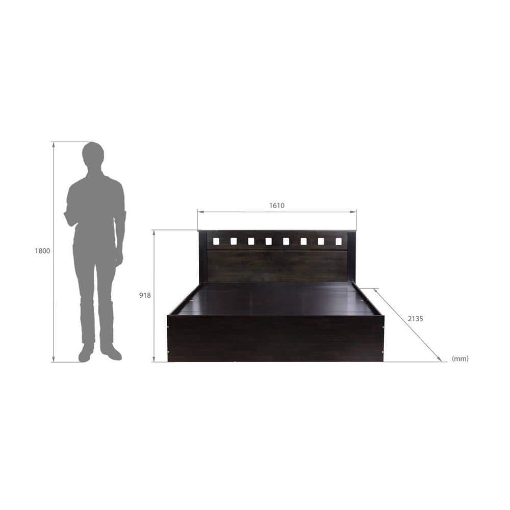 Erinnyes Solid Wood Queen Size Drawer Storage Bed In Melamine Finish