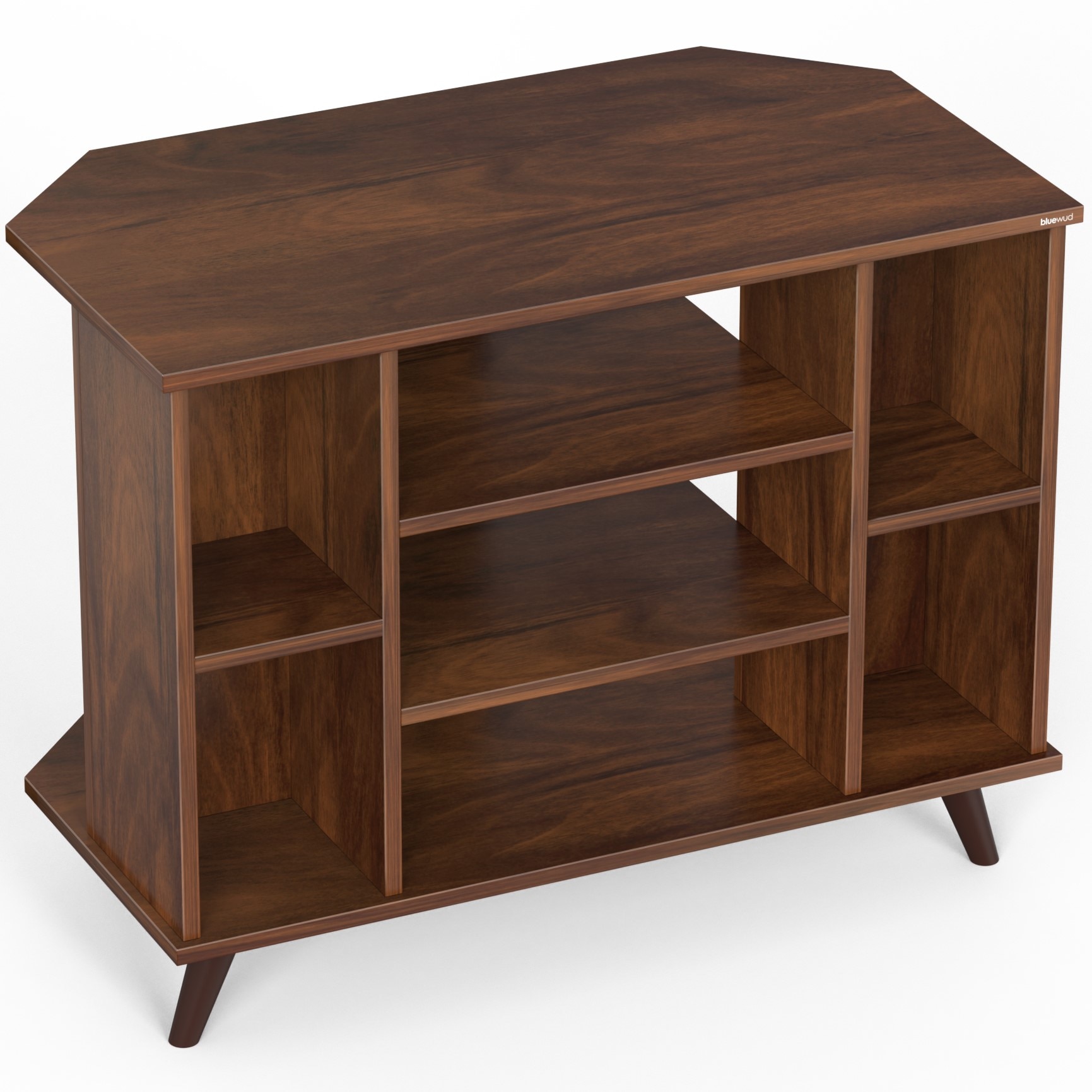 BLUEWUD Gautier Engineering Wood Floor Standing TV Entertainment Unit Set Top Box Stand/TV Cabinet Panel with Shelves for Books & D�cor Display Unit Bed Living Room Upto 42" (Brown Maple)