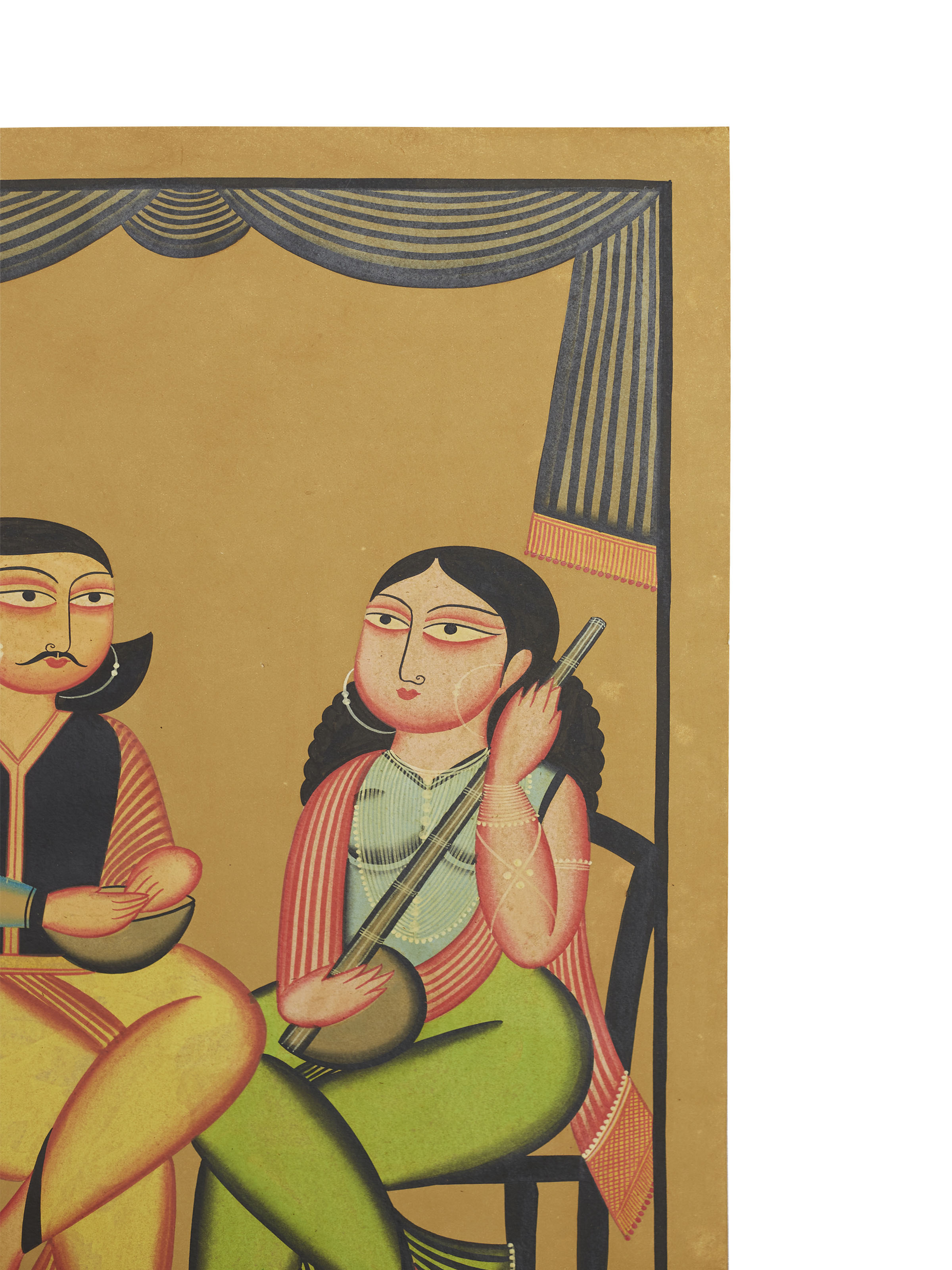 Detail shot of Babu Bibi Kalighat Painting