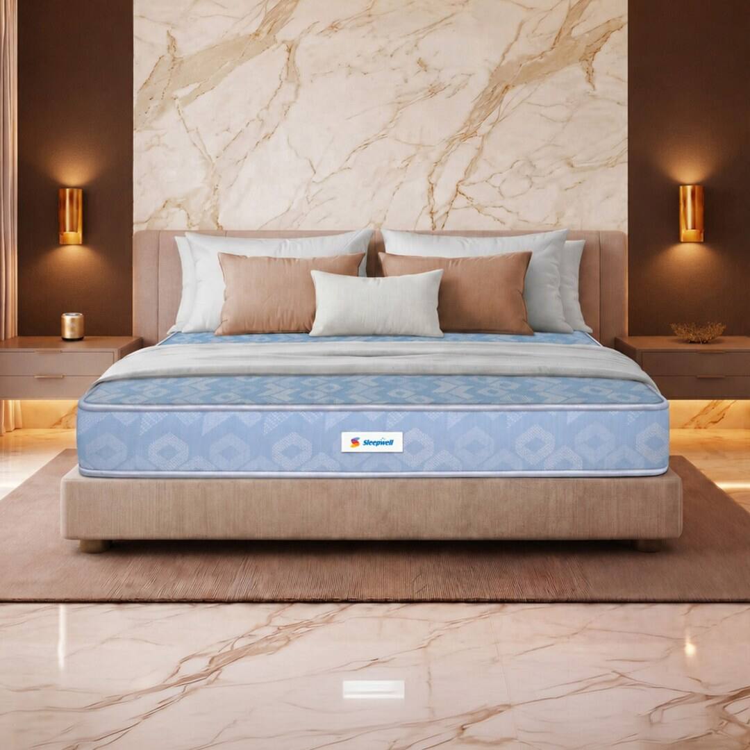 Sleepwell Ortho Mattress Medium Firm Orthopedic Support Resitec Foam Double 78x48x10 Inch - Sleepwell
