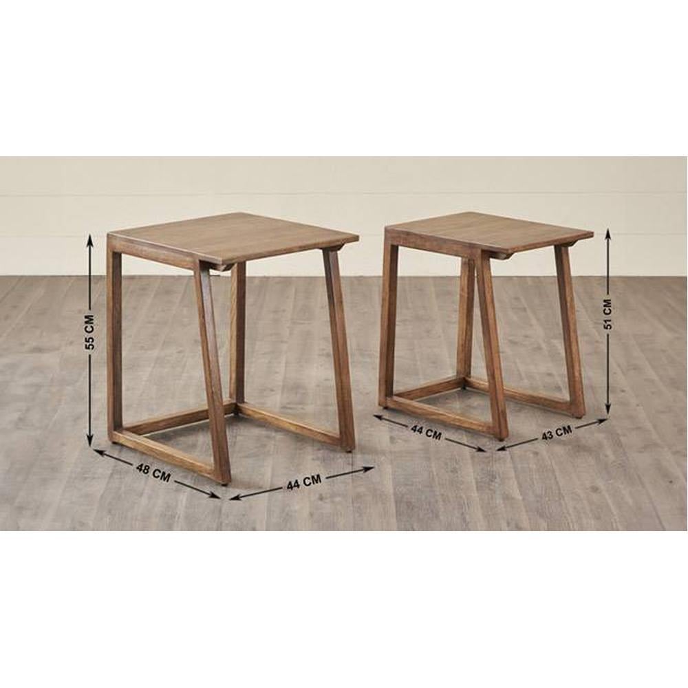 Dresden Solid Wood Side Table in  Natural Finish