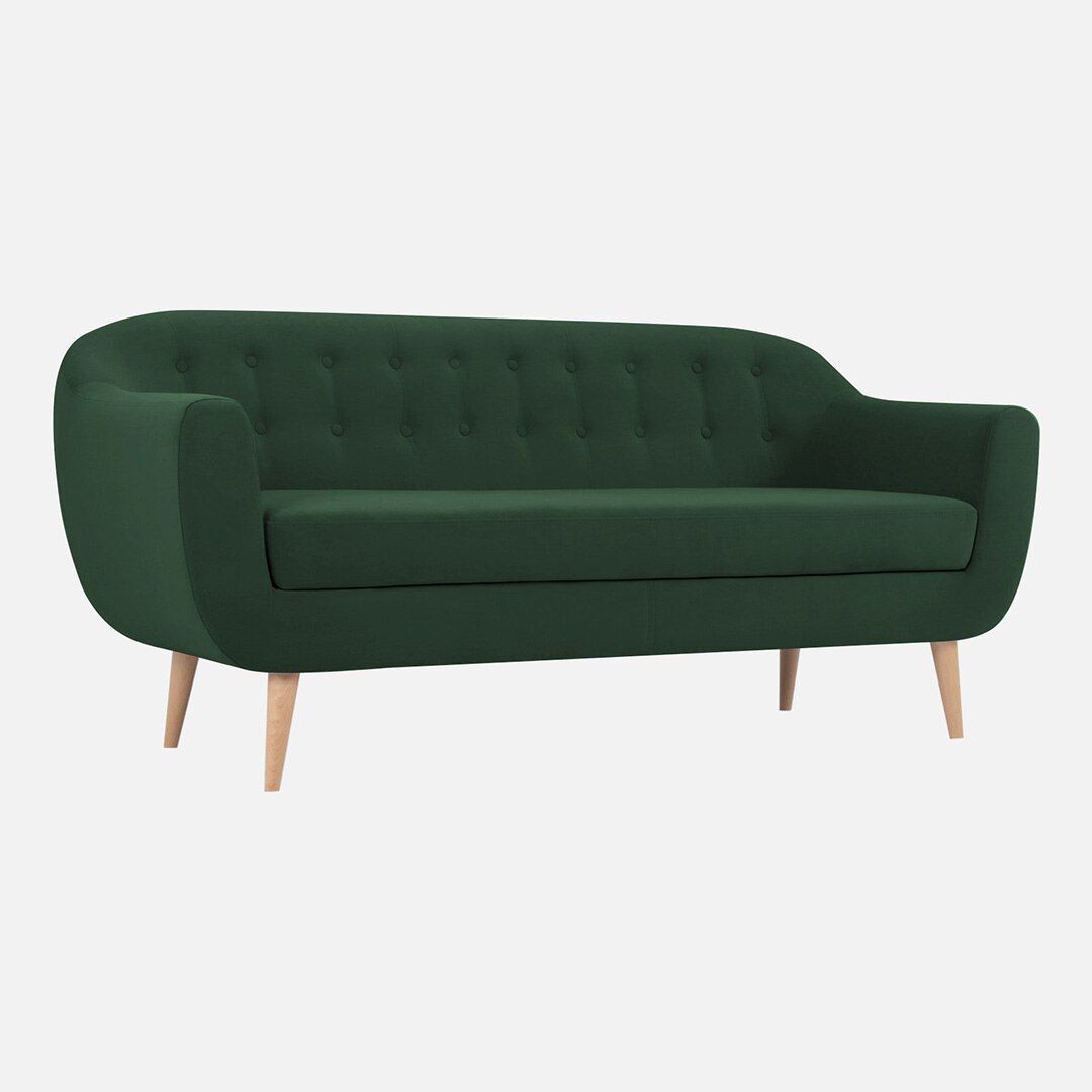 Colam Velvet 3 Seater Sofa in Green Colour