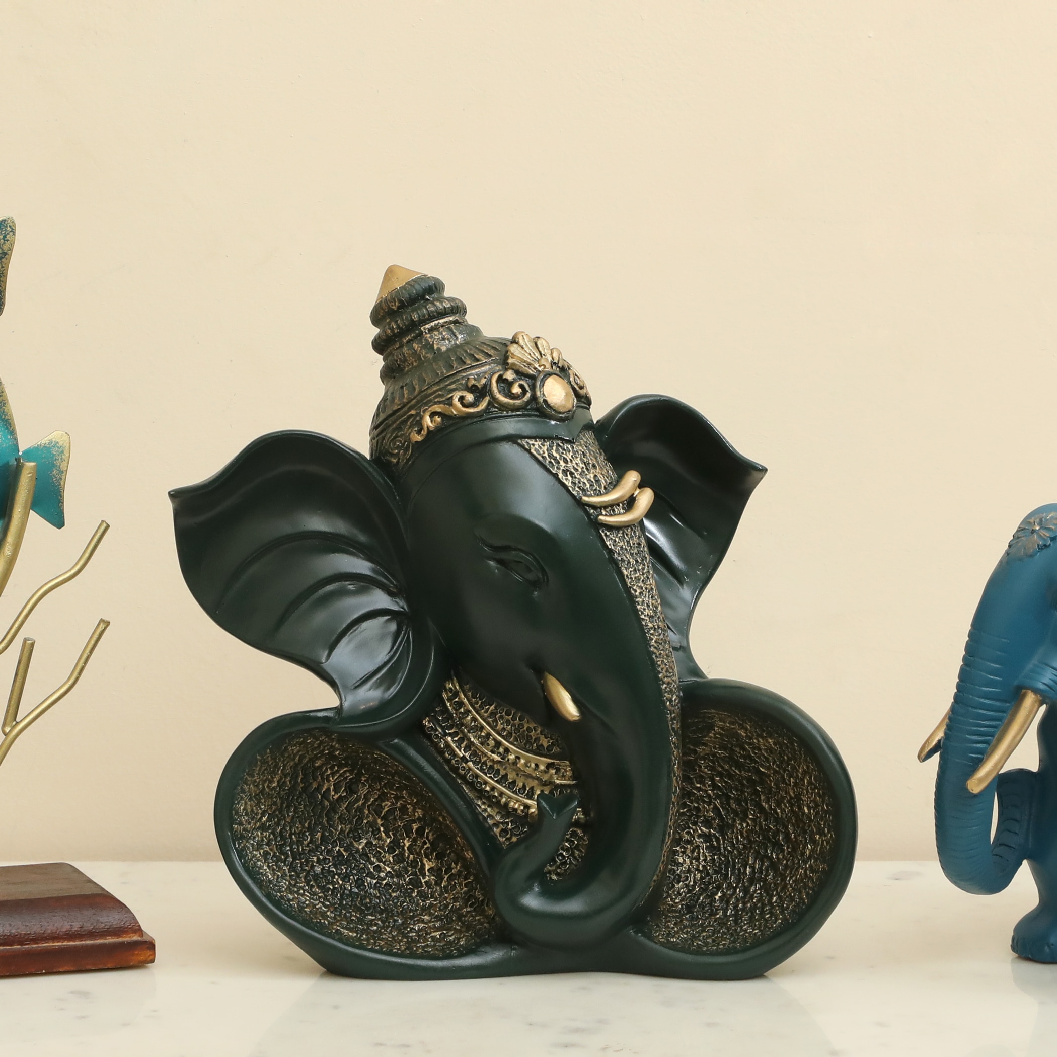 Gokul Polyresin Figurine in Emerald Green Colour - Vedas