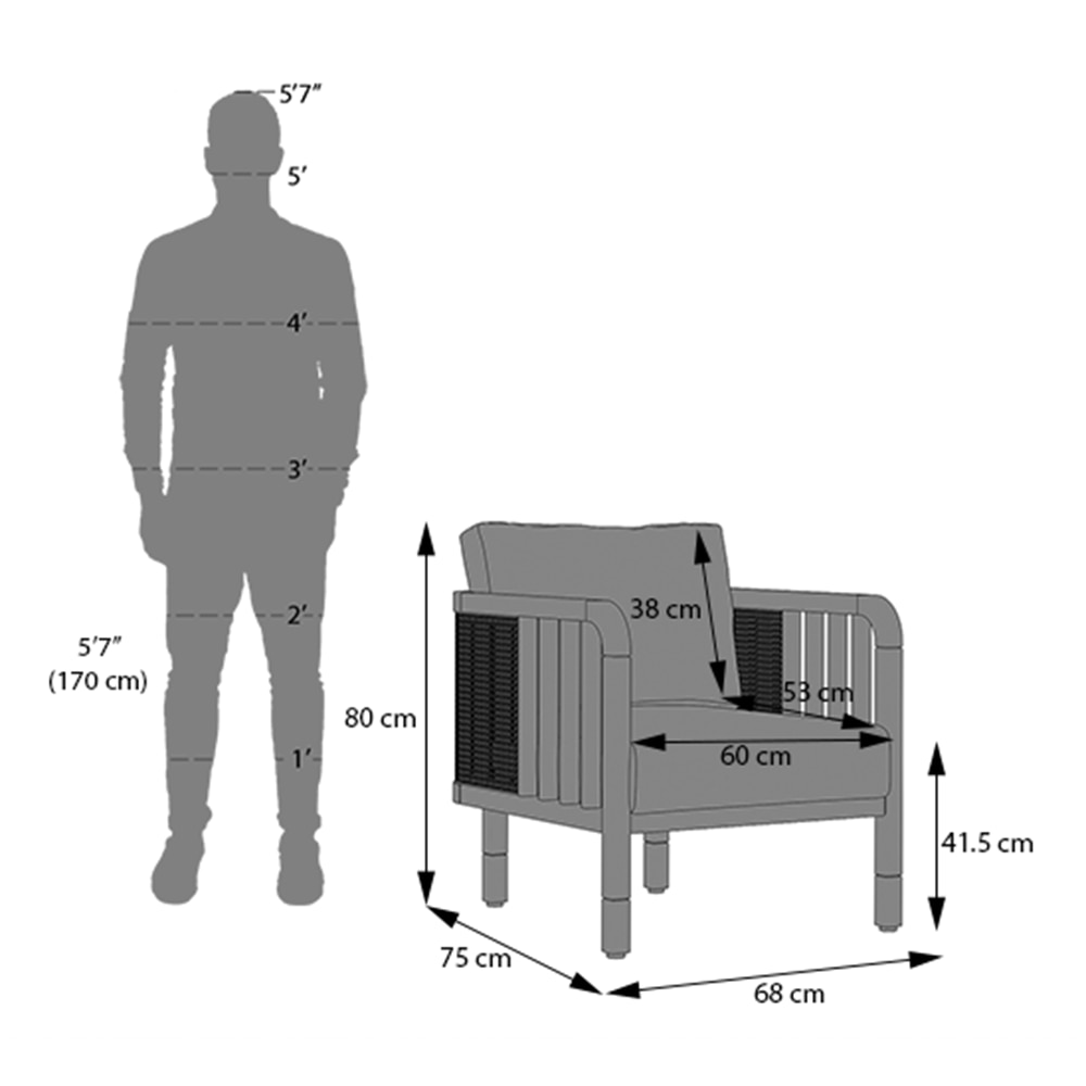 Taran 1 Seater Wooden Sofa in Truffle Biege Velvet Colour