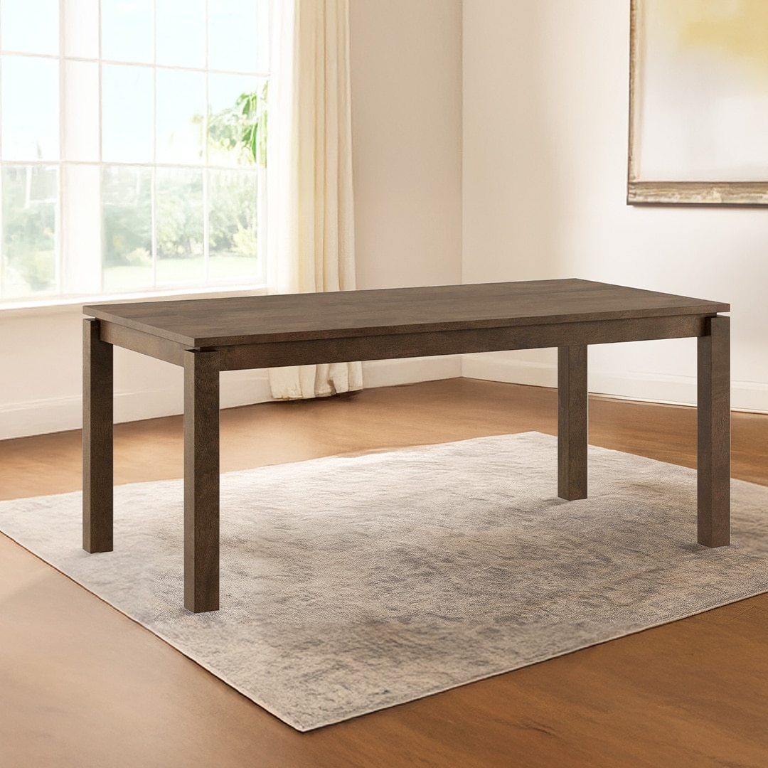 Atlas Solid Wood 6 Seater Dining Table In Danish Walnut Finish
