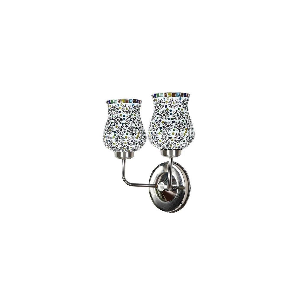 Brody Dual Multicolor Mosaic Glass Wall Mounted Lamp with Steel Base