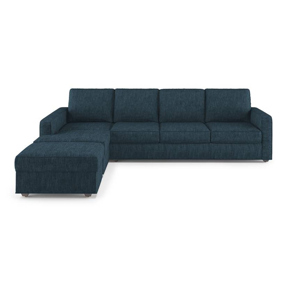 Apollo Sofa (Colour : Indigo Blue, Cushion : Hard, Back Type : Regular, Seating Capacity : Left Aligned 3 Seater + Left Aligned Chaise)