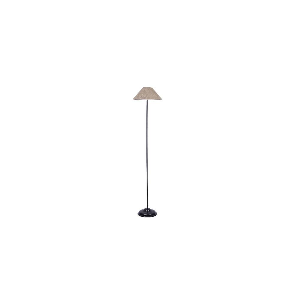 Sven Beige Natural Fiber Floor Lamp with Black Iron Base