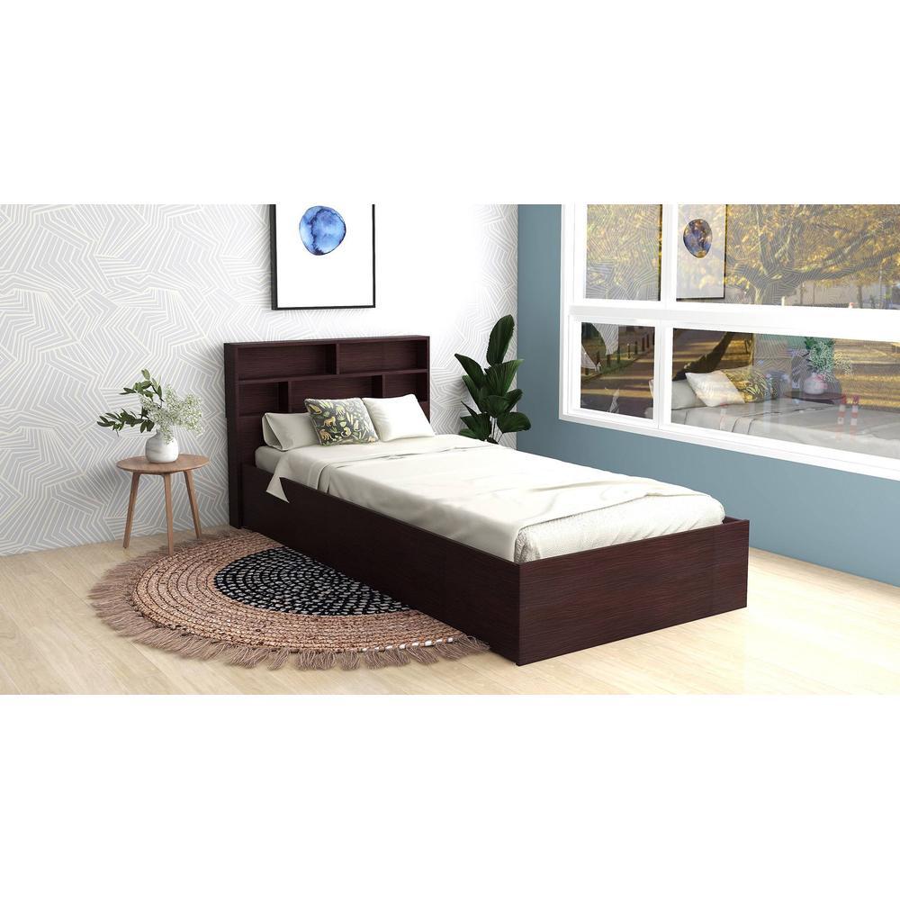 Takeo Engineered Wood Single Bed In Walnut Finish