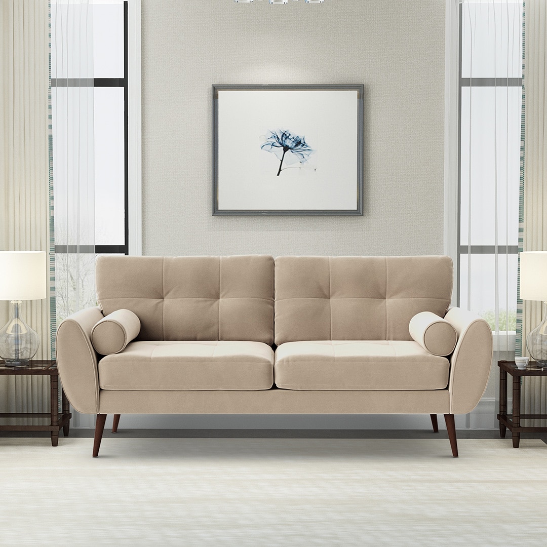 Faro Velvet 3 Seater Sofa in Cream Colour