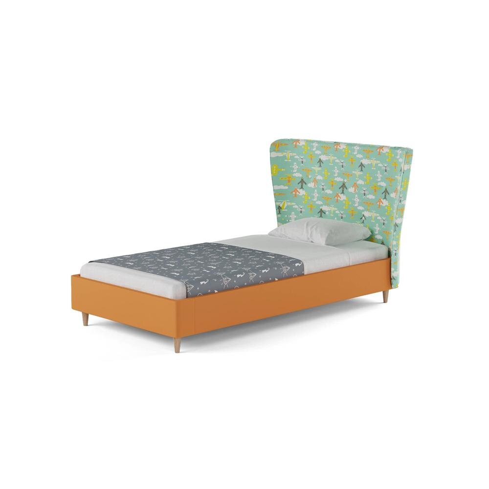 Doodle Engineered Wood Bed in Orange Colour