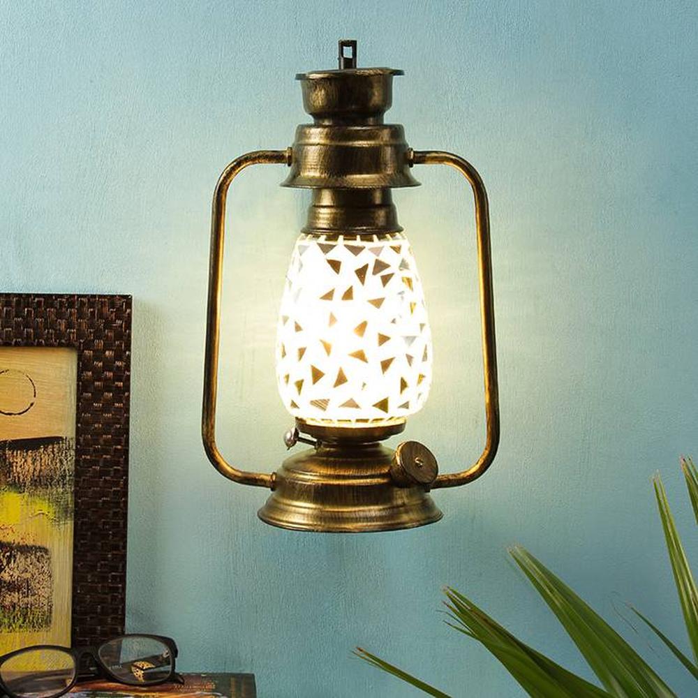 Georgia Multicolor Metal Wall Mounted Lantern Lamp - Devansh
