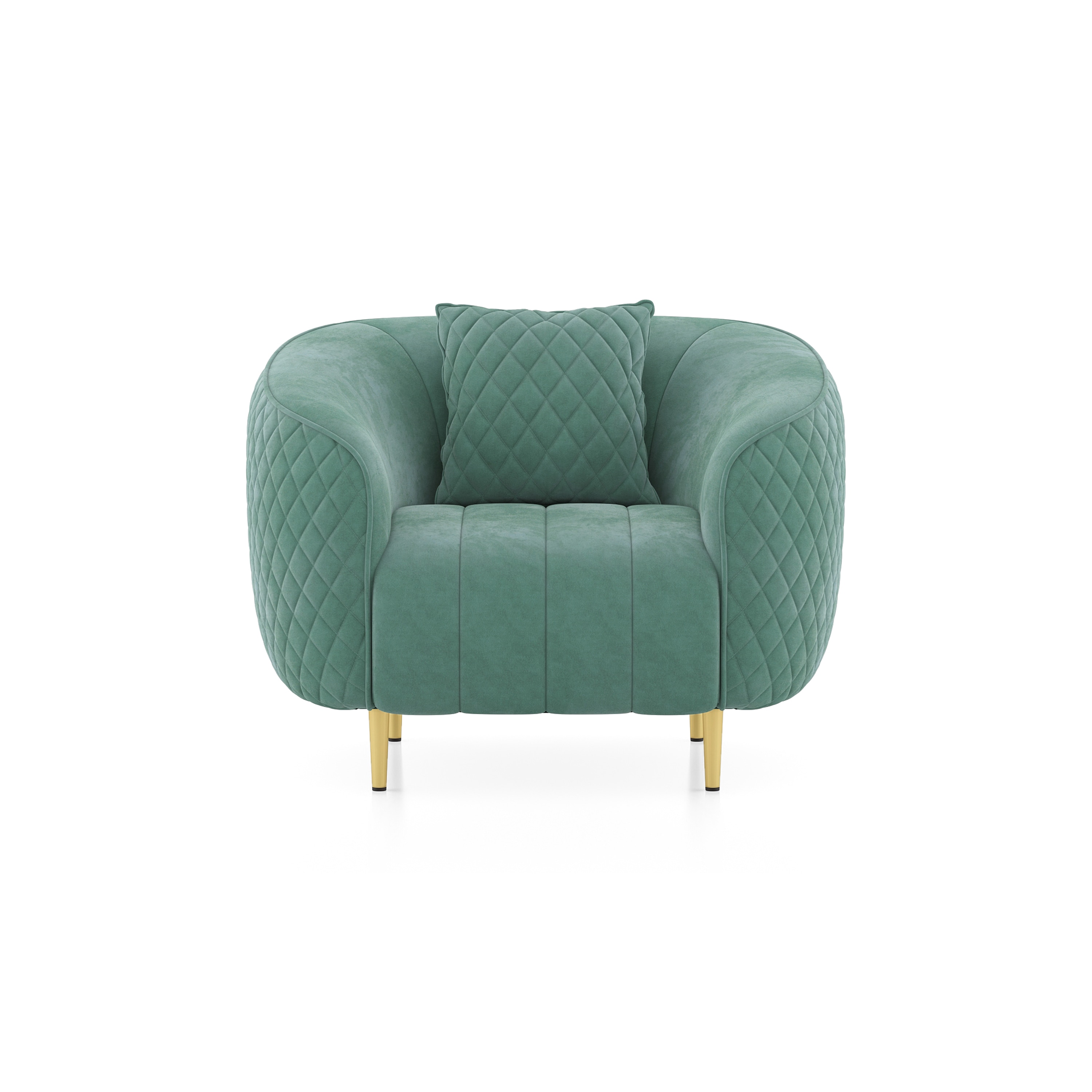Amora 1 Seater Fabric Sofa in Dusty Turquoise Velvet