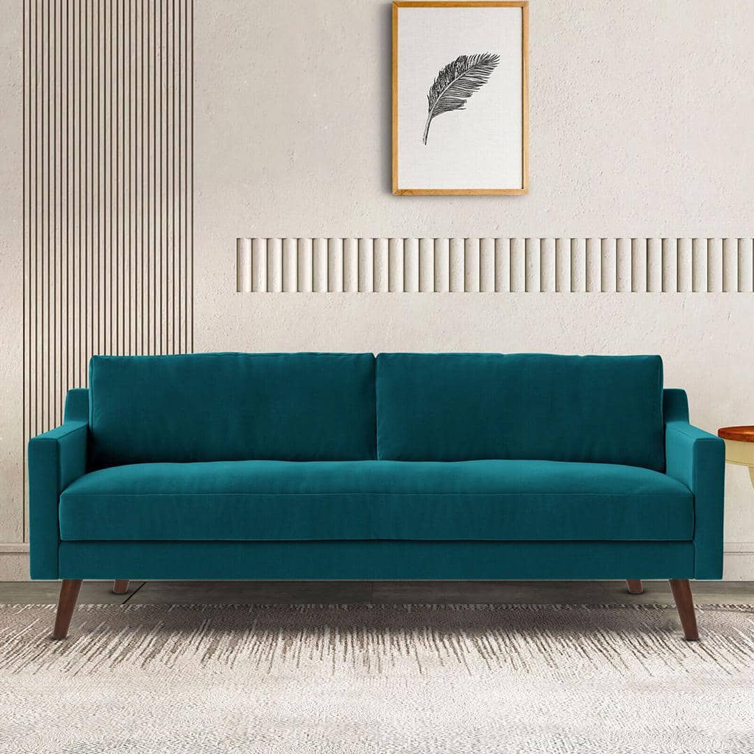 Reiti Velvet 3 Seater Sofa Teal in Blue Colour