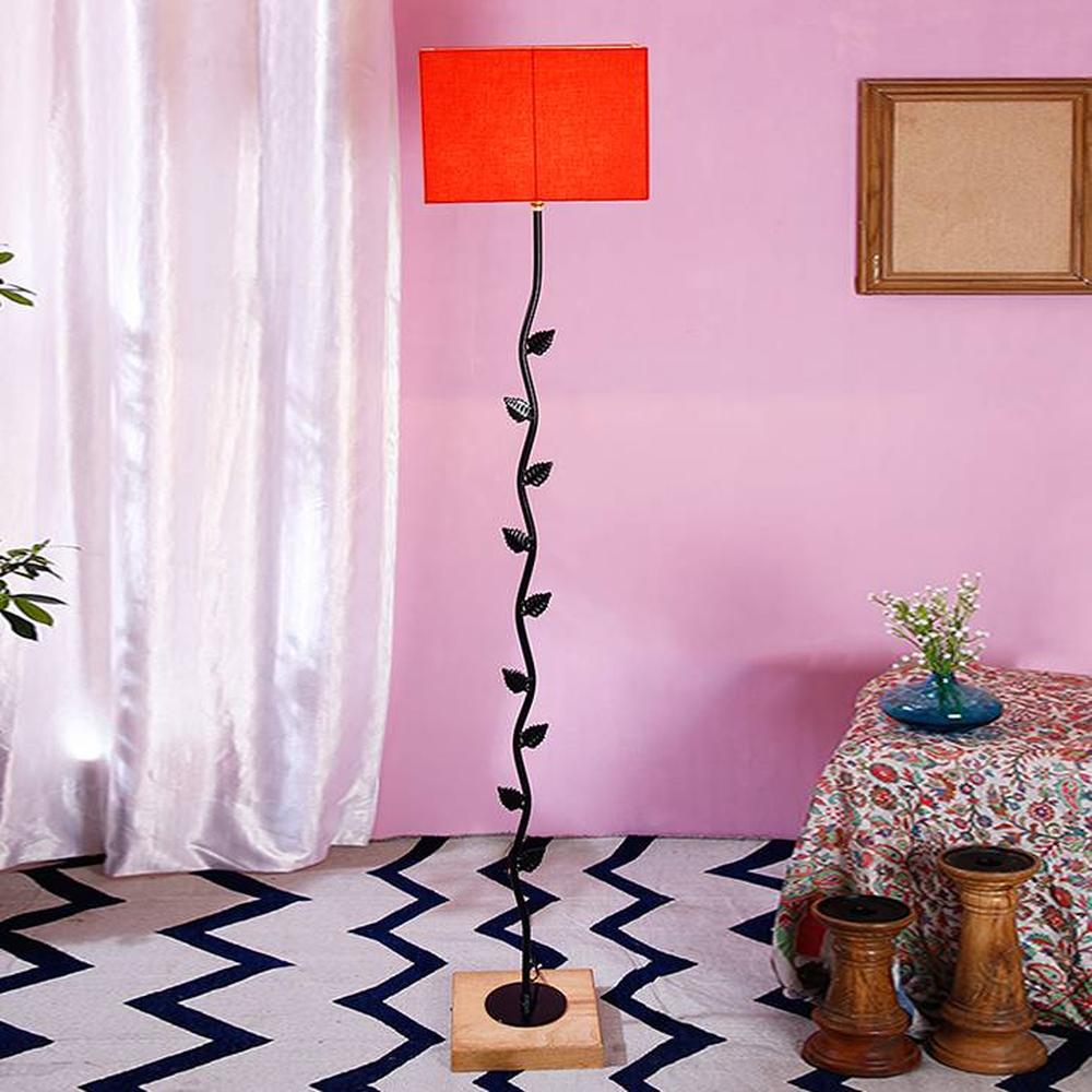 Edythe Orange Cotton Shade Floor Lamp