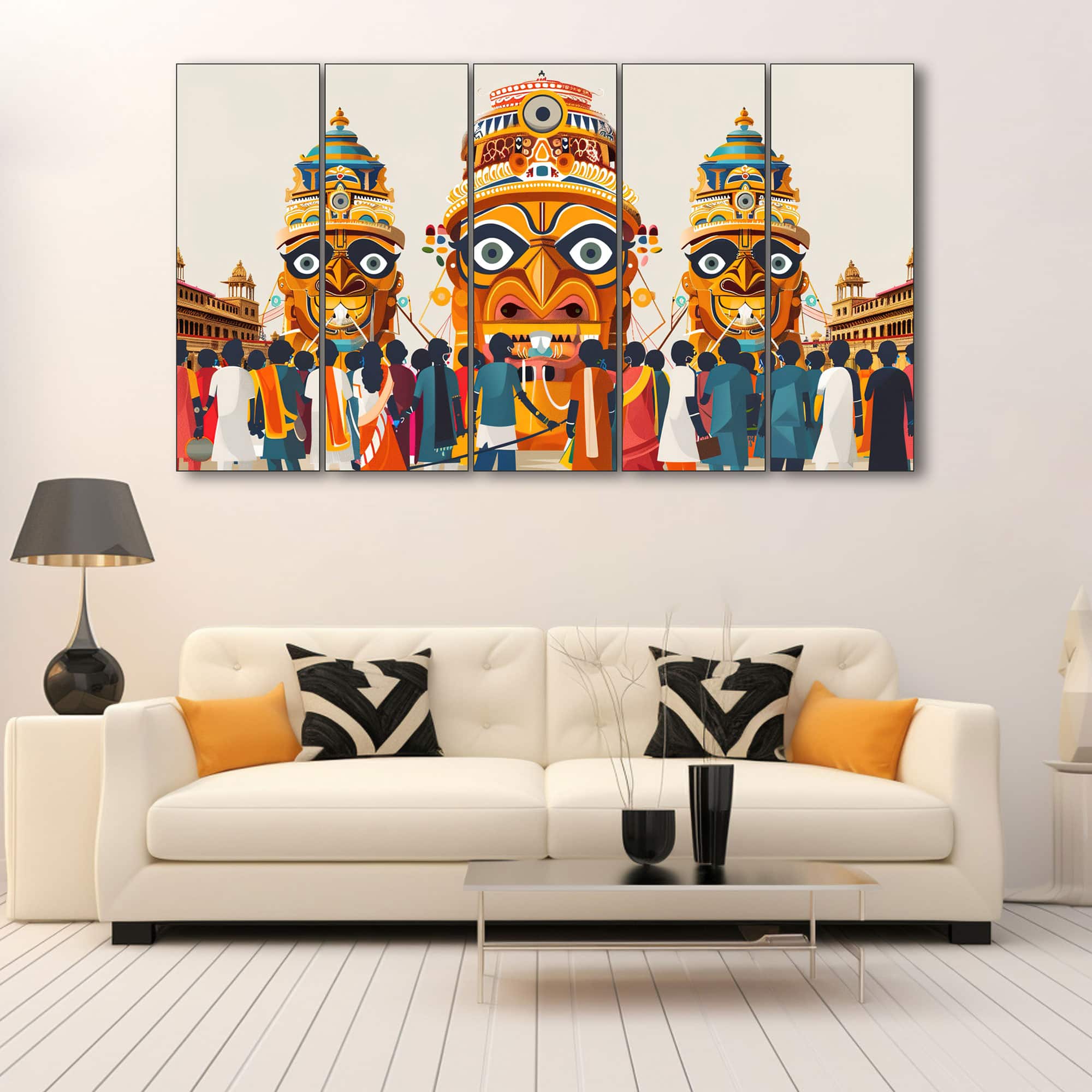The Castle Decor Shri Jagannath Wall Painting Wooden Framed 27x48 Inch (Style 2) - The Castle Decor