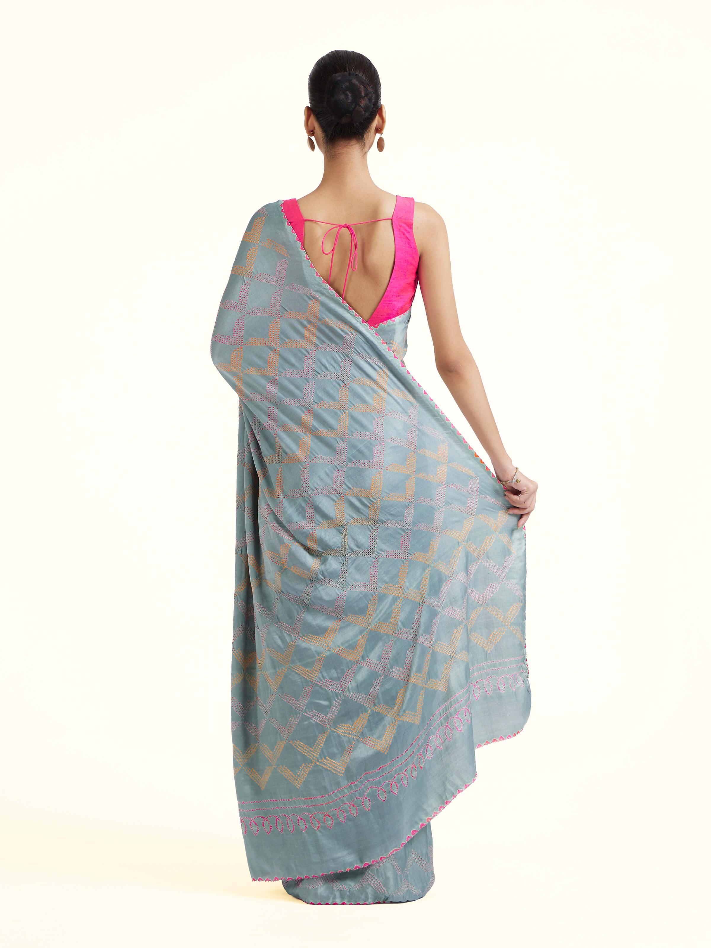 Light Green Silk Tie & Dye Bandhani Saree