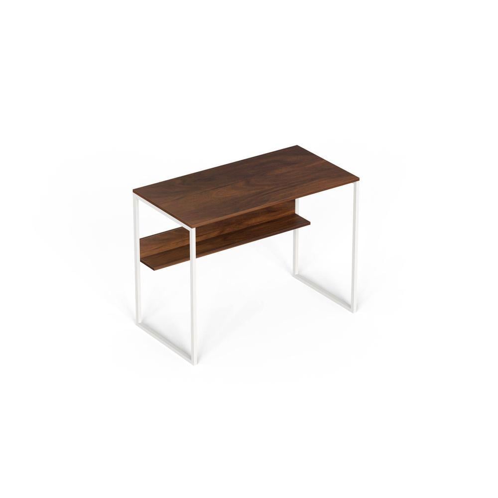 Corbyn Solo Engineered Wood Study, Laptop Table for Home or Office, WFH Desk with Additional Shelves Storage for Books and Décor Display for Adults Kids Students (Brown Maple & White Legs)