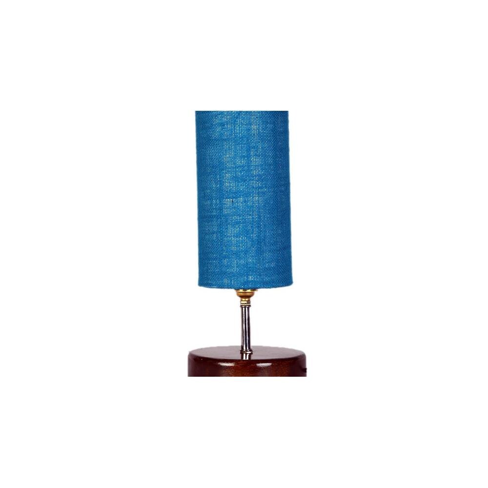 Klaus Turquoise Jute lamp with brown wood base