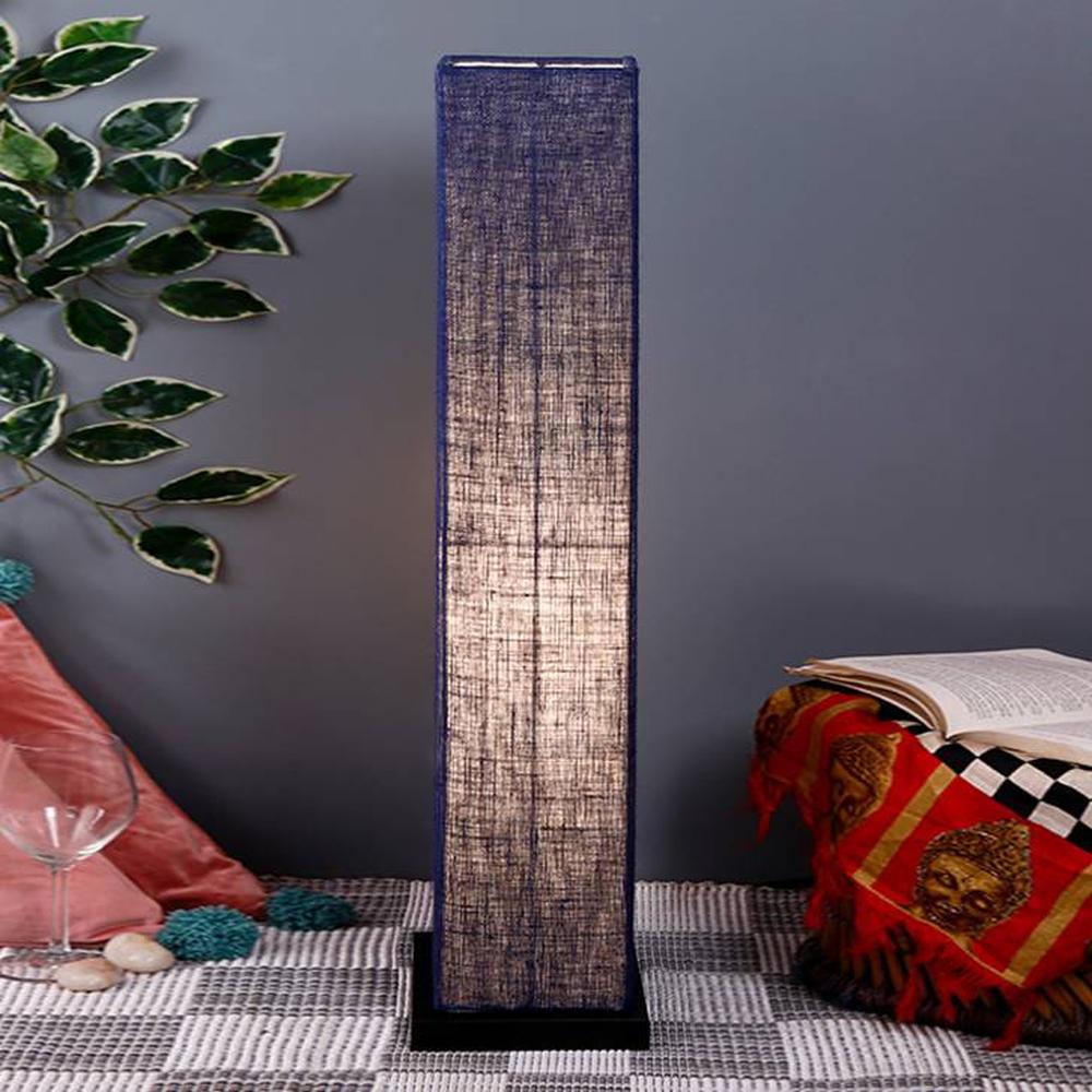 Vanessa Blue Cotton Shade Floor Lamp - Devansh