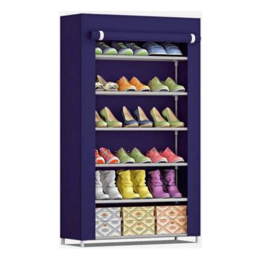 Bruce 18 Pair Shoe Rack in Blue Finish