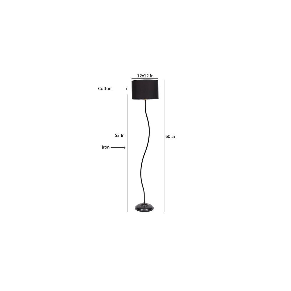 Deven Black Cotton Shade Floor Lamp