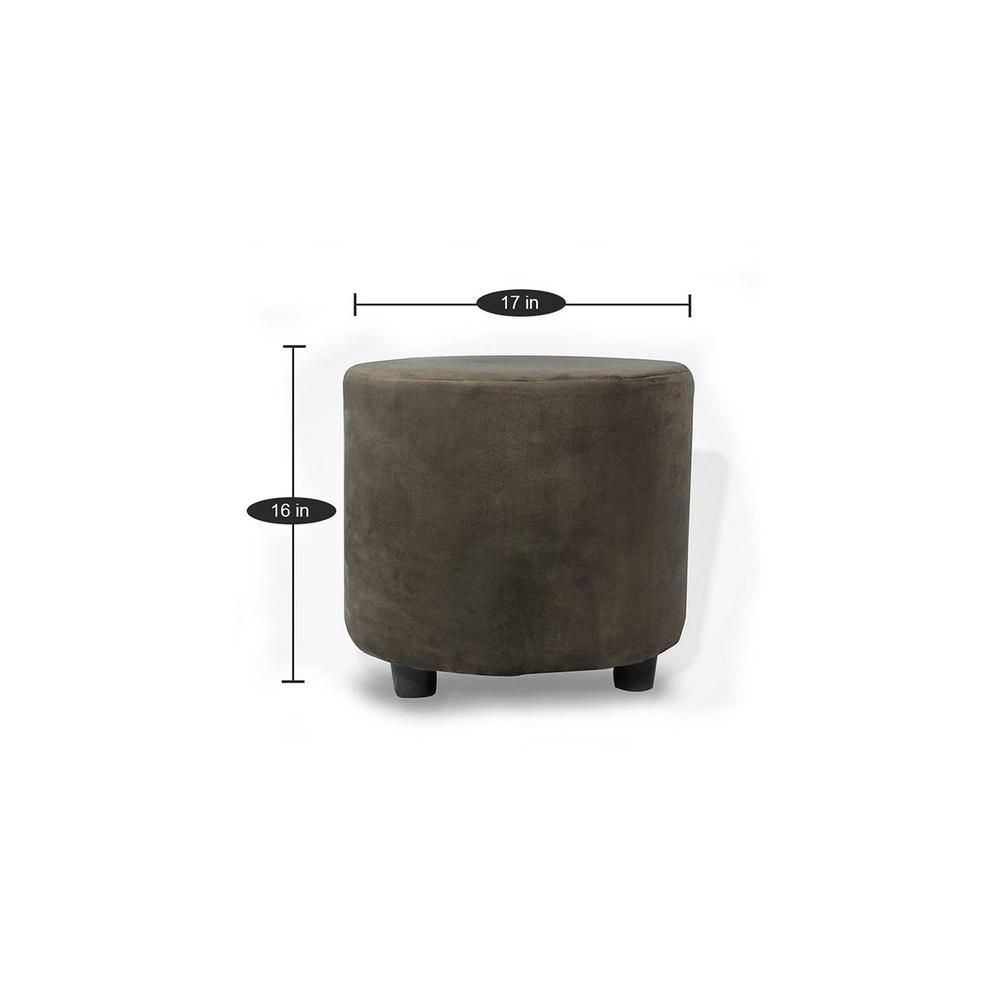 Iris Solid Wood Pouffee Stool in Grey Velvet Fabric