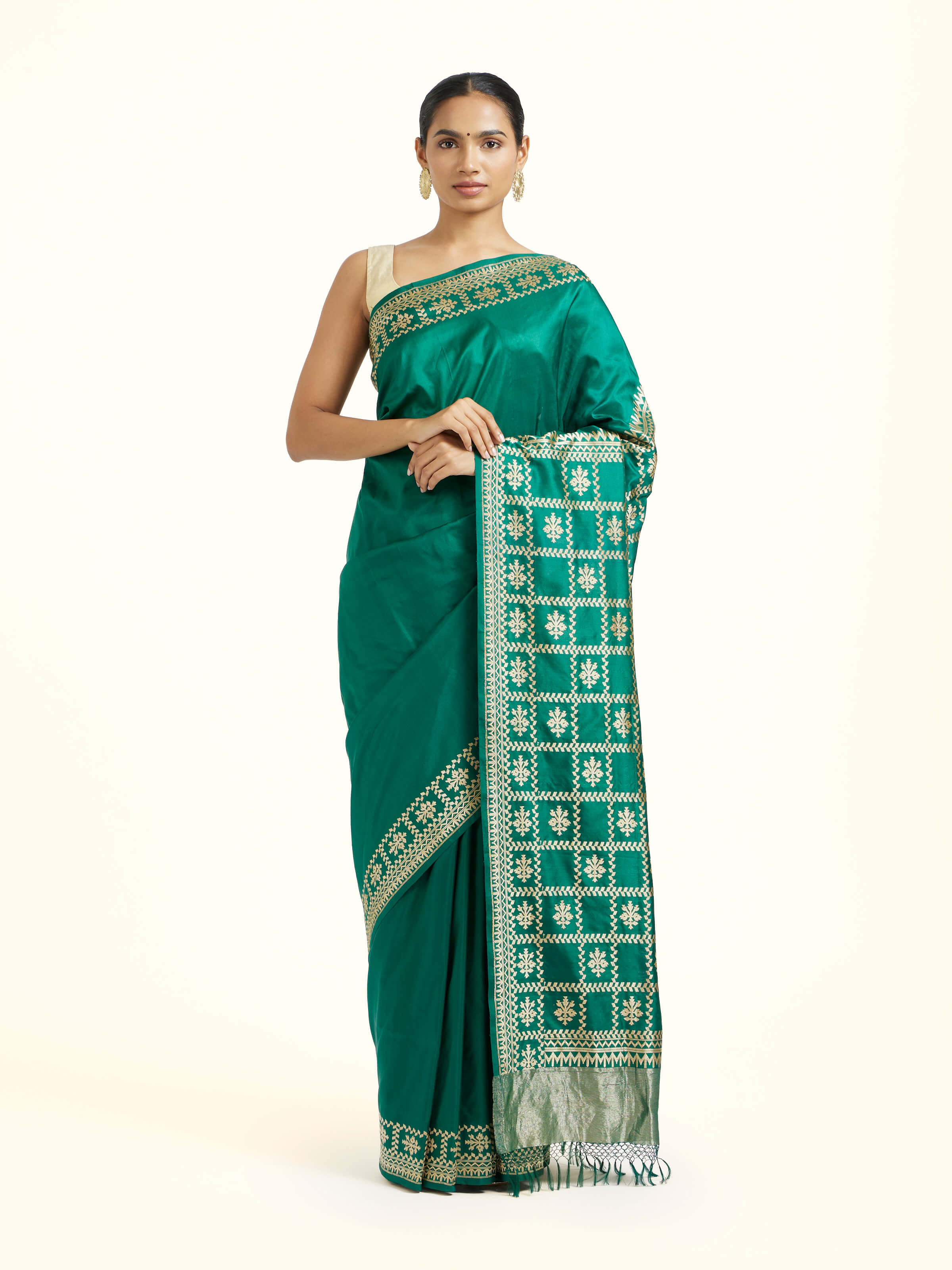 Green Mulberry Katan Silk Banarasi Saree